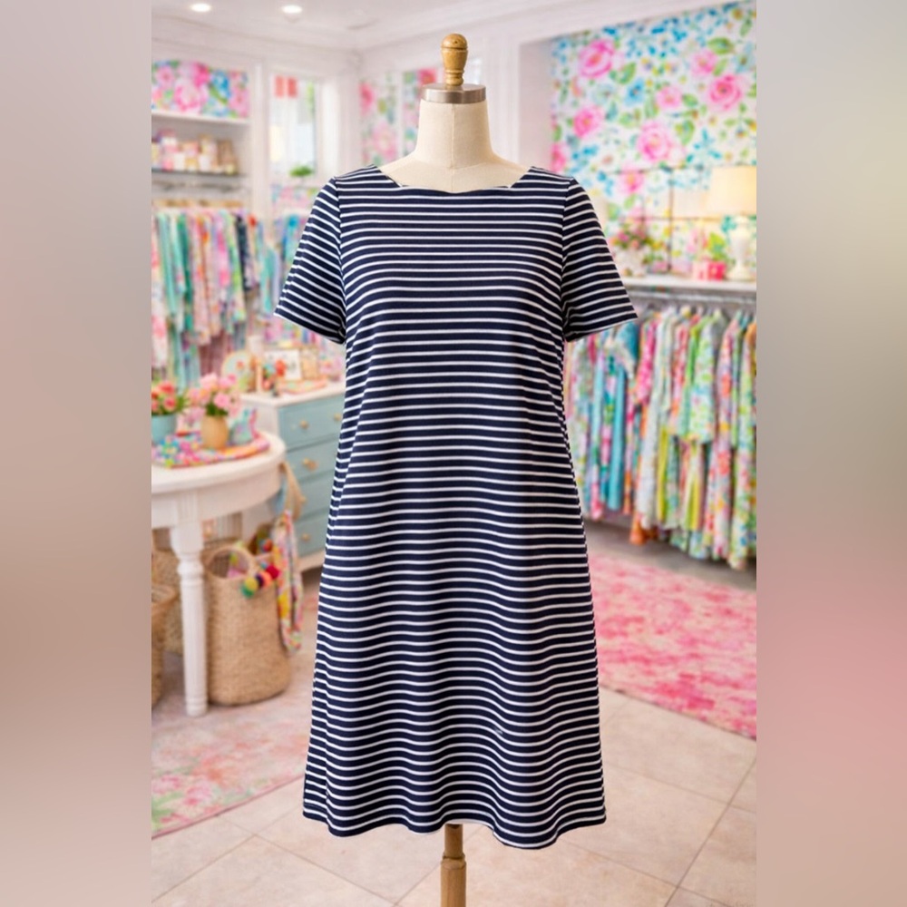 Navy and White Striped Dress